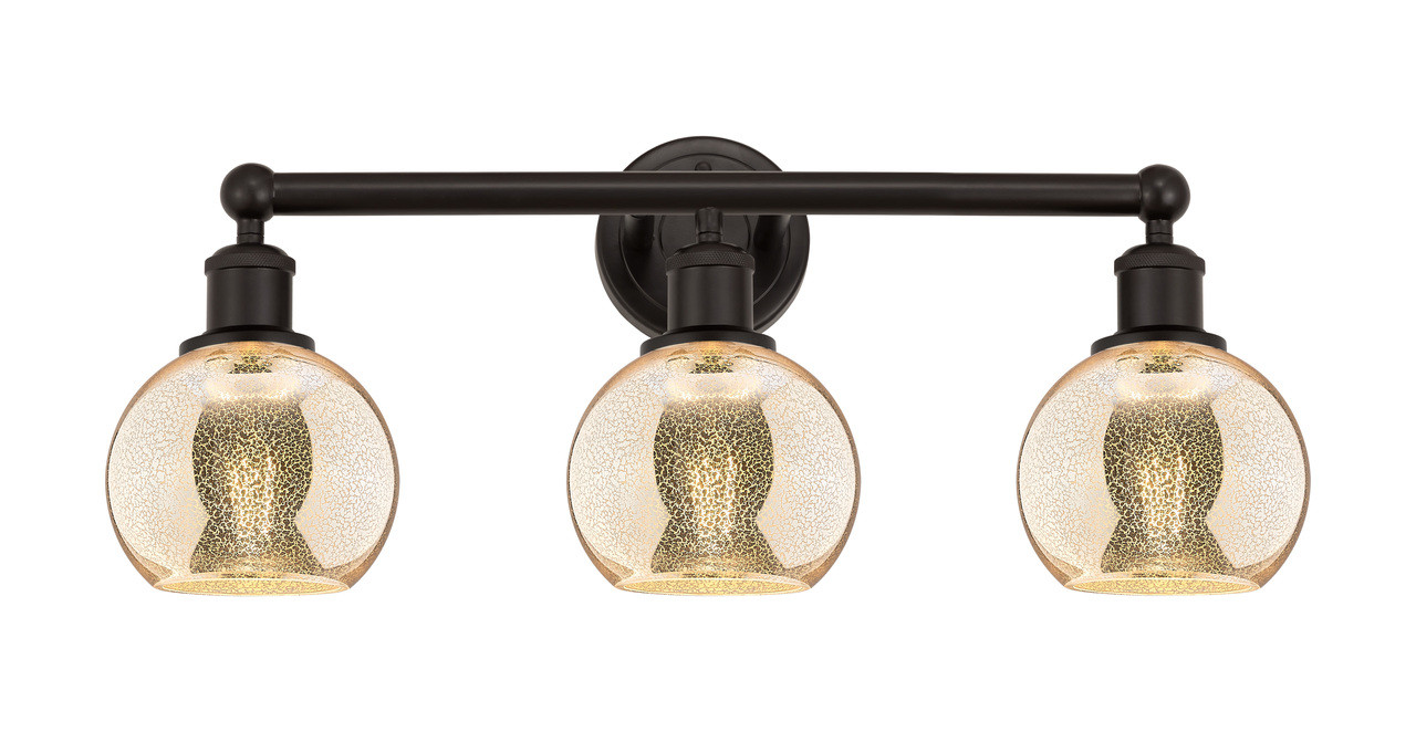 INNOVATIONS 616-3W-OB-G128-6 Athens 3-Light Bath Vanity Light Oil Rubbed Bronze