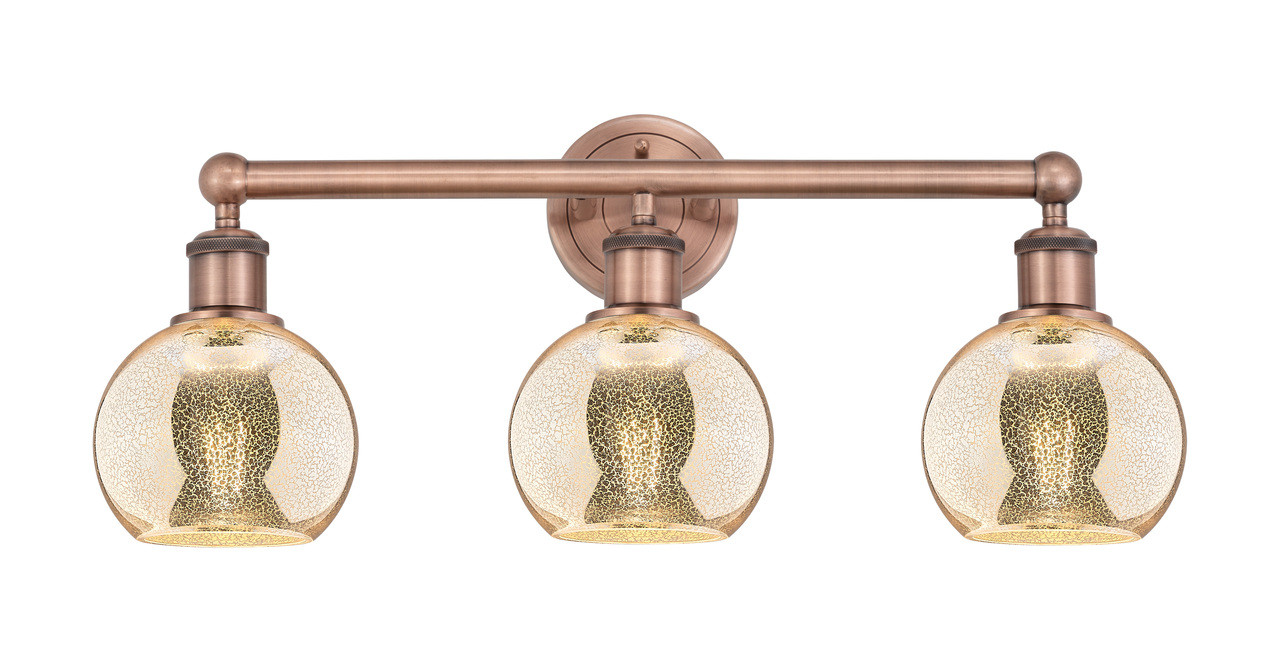INNOVATIONS 616-3W-AC-G128-6 Athens 3-Light Bath Vanity Light Antique Copper