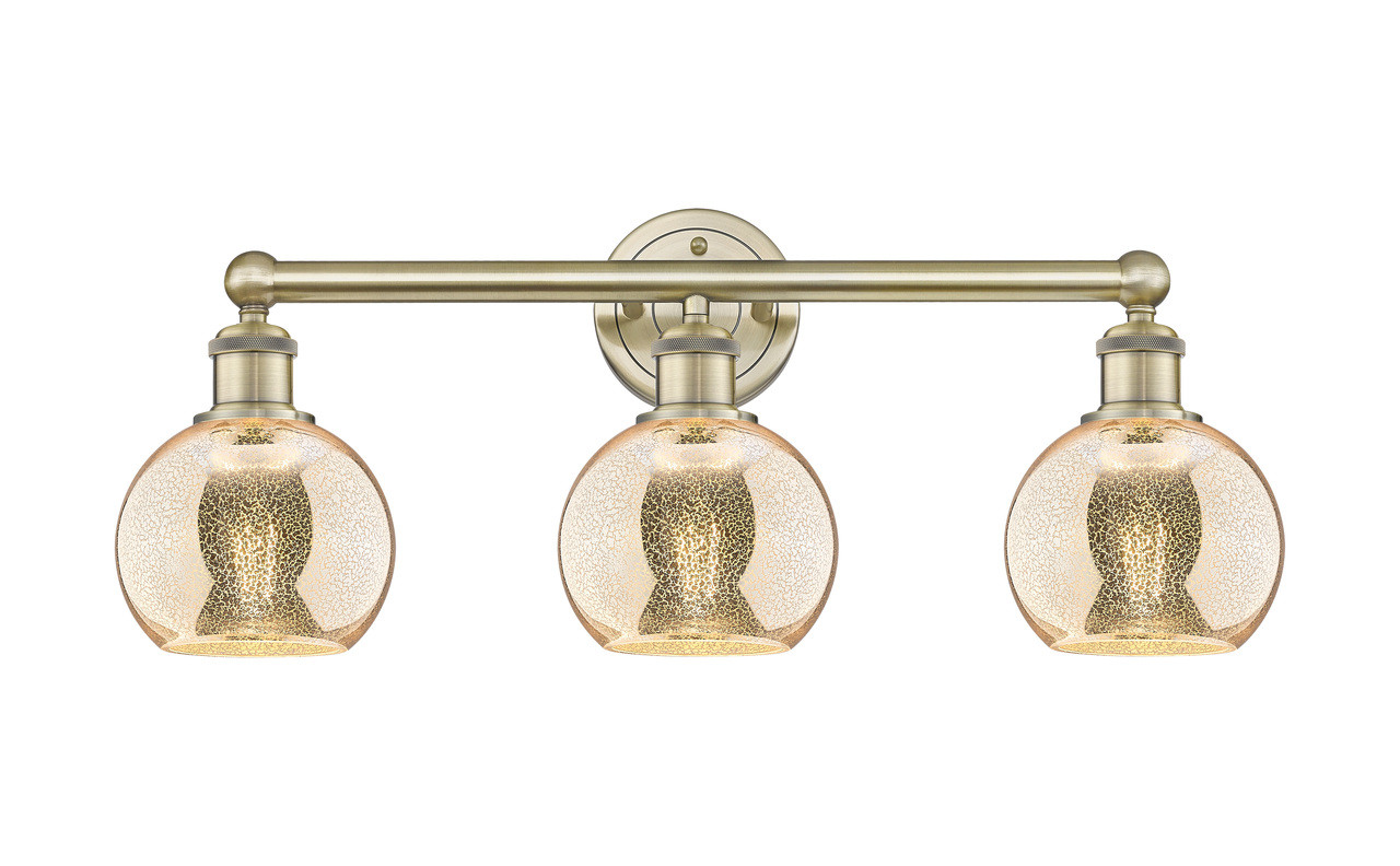 INNOVATIONS 616-3W-AB-G128-6 Athens 3-Light Bath Vanity Light Antique Brass