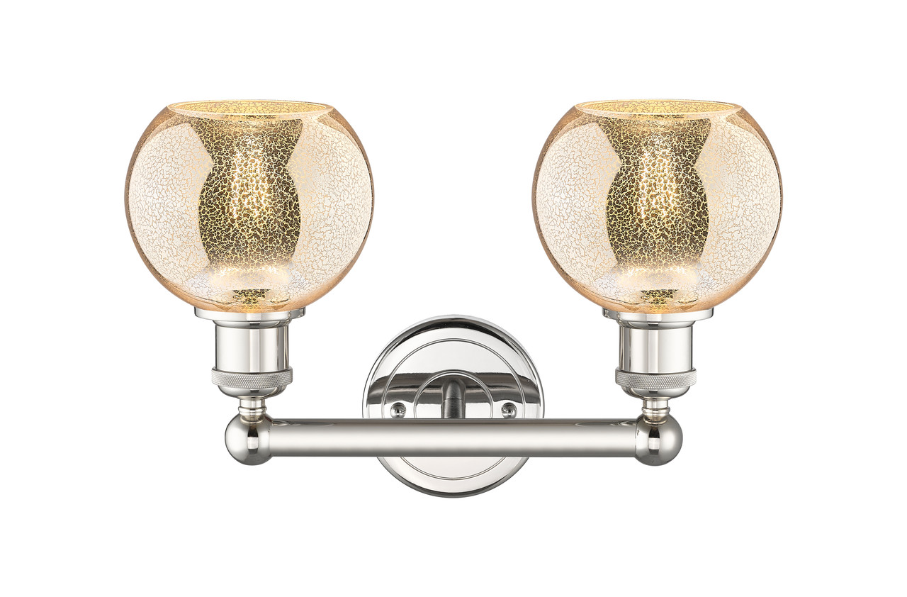 INNOVATIONS 616-2W-PN-G128-6 Athens 2-Light Bath Vanity Light Polished Nickel