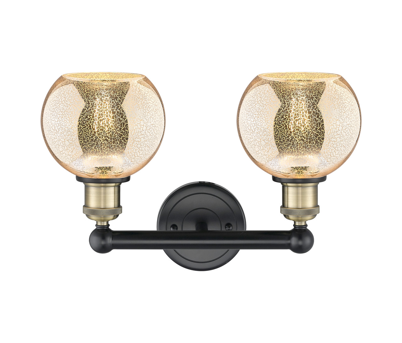 INNOVATIONS 616-2W-BAB-G128-6 Athens 2-Light Bath Vanity Light Black Antique Brass