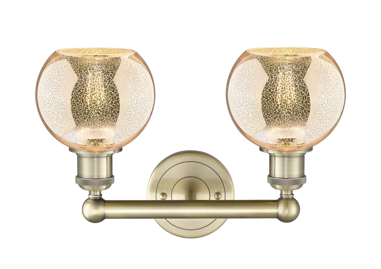 INNOVATIONS 616-2W-AB-G128-6 Athens 2-Light Bath Vanity Light Antique Brass