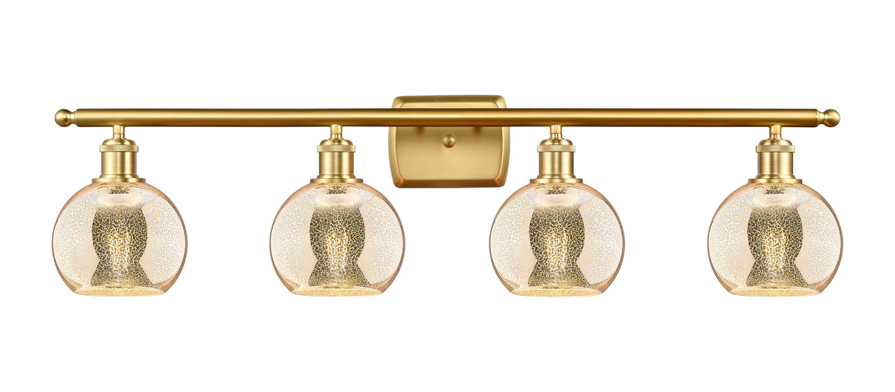 INNOVATIONS 516-4W-SG-G128-6 Athens 4-Light Bath Vanity Light Satin Gold