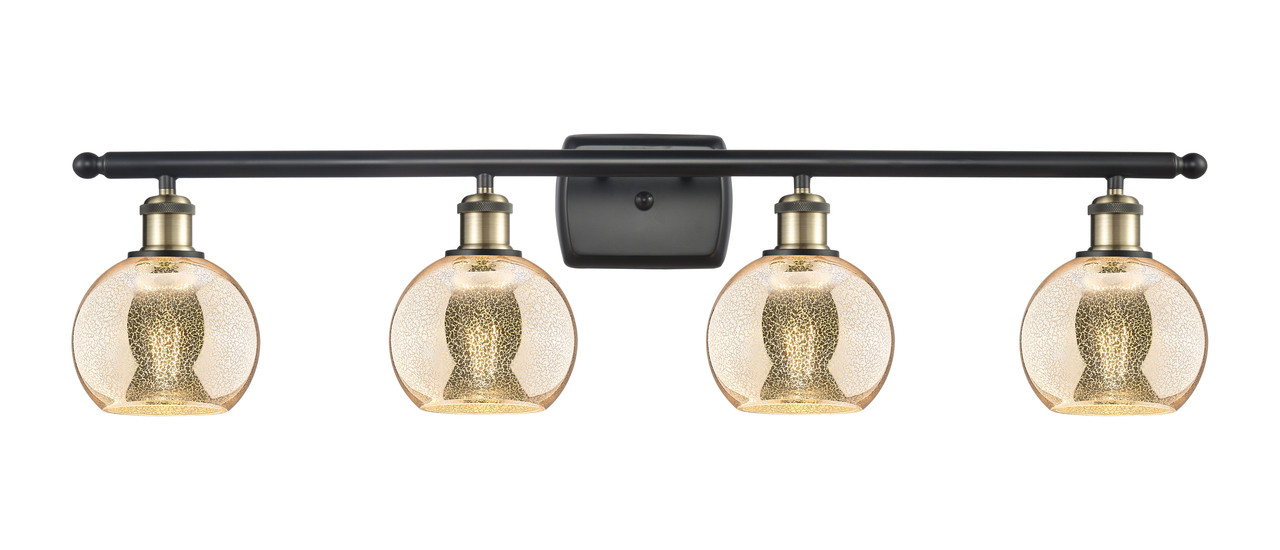 INNOVATIONS 516-4W-BAB-G128-6 Athens 4-Light Bath Vanity Light Black Antique Brass