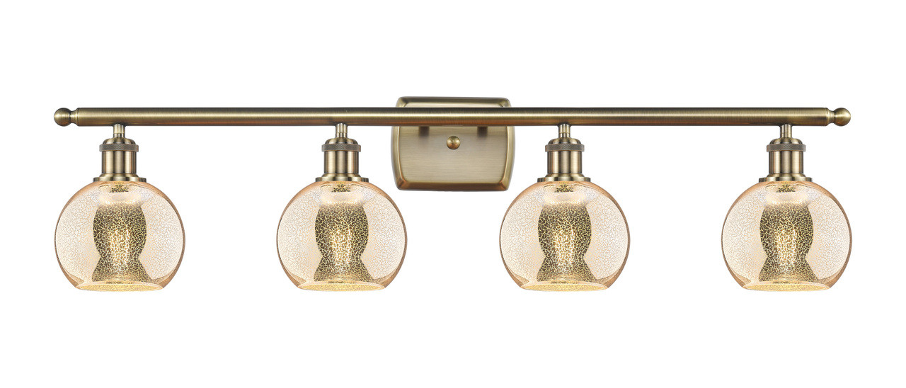 INNOVATIONS 516-4W-AB-G128-6 Athens 4-Light Bath Vanity Light Antique Brass