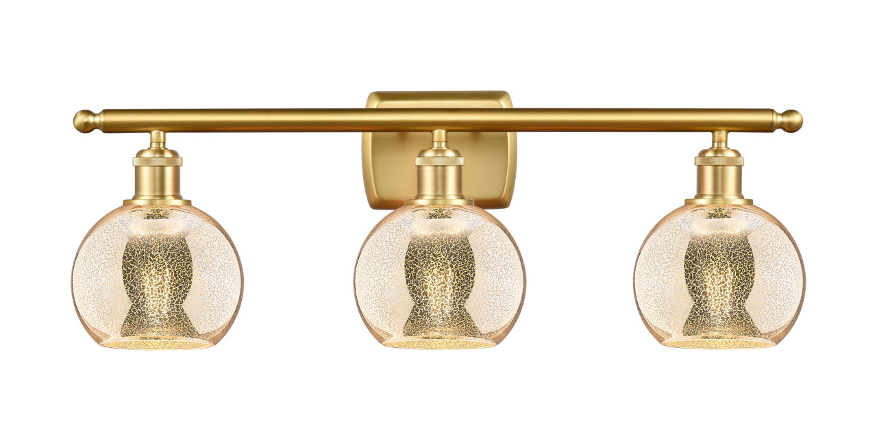 INNOVATIONS 516-3W-SG-G128-6 Athens 3-Light Bath Vanity Light Satin Gold
