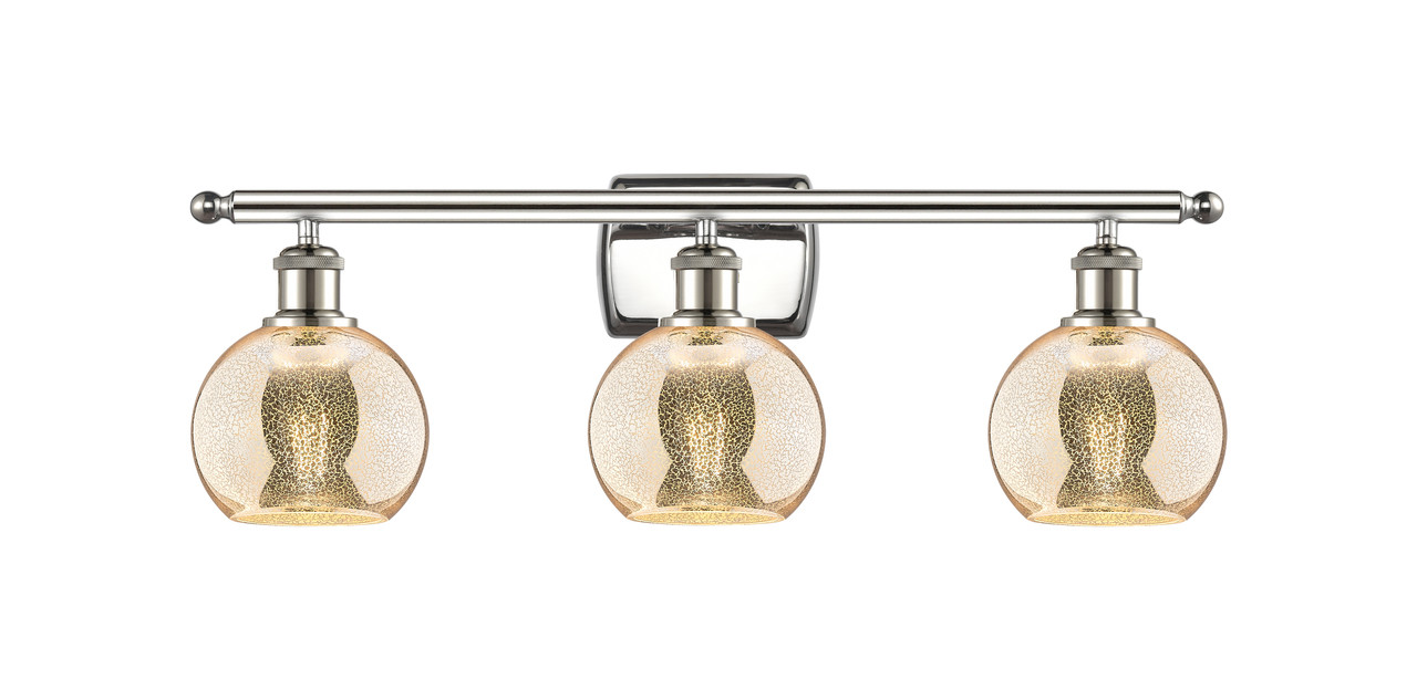 INNOVATIONS 516-3W-PN-G128-6 Athens 3-Light Bath Vanity Light Polished Nickel