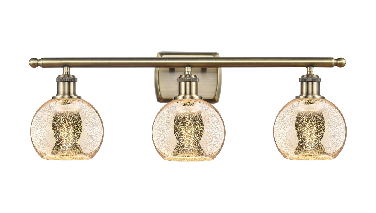 INNOVATIONS 516-3W-AB-G128-6 Athens 3-Light Bath Vanity Light Antique Brass