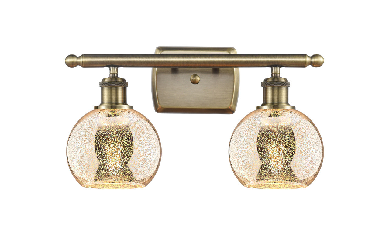 INNOVATIONS 516-2W-AB-G128-6 Athens 2-Light Bath Vanity Light Antique Brass