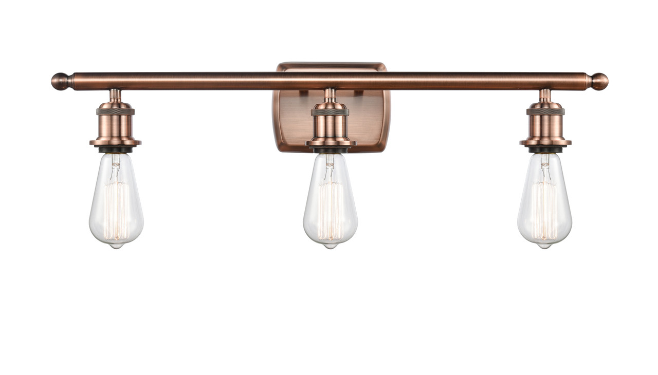 INNOVATIONS 516-3W-AC-G559-8SM Bridal Veil 3-Light Bath Vanity Light Antique Copper