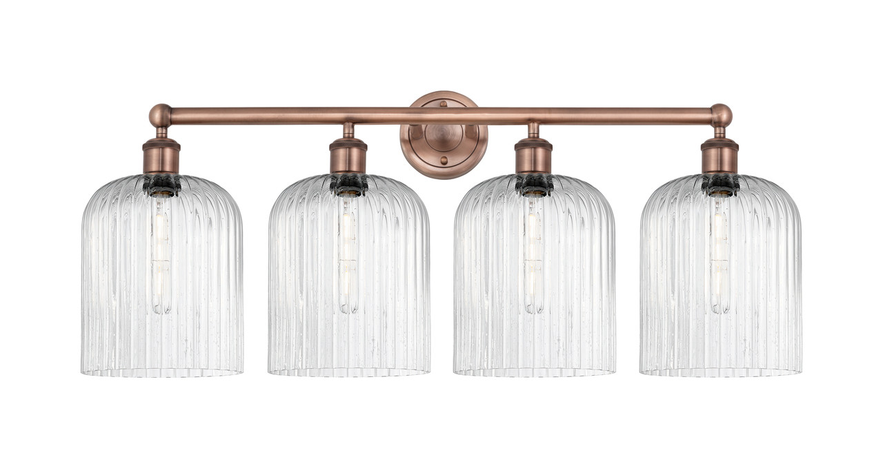 INNOVATIONS 616-4W-AC-G559-8SDY Bridal Veil 4-Light Bath Vanity Light Antique Copper