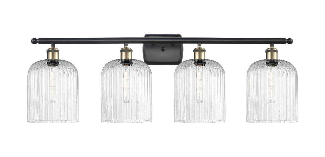 INNOVATIONS 516-4W-BAB-G559-8SDY Bridal Veil 4-Light Bath Vanity Light Black Antique Brass
