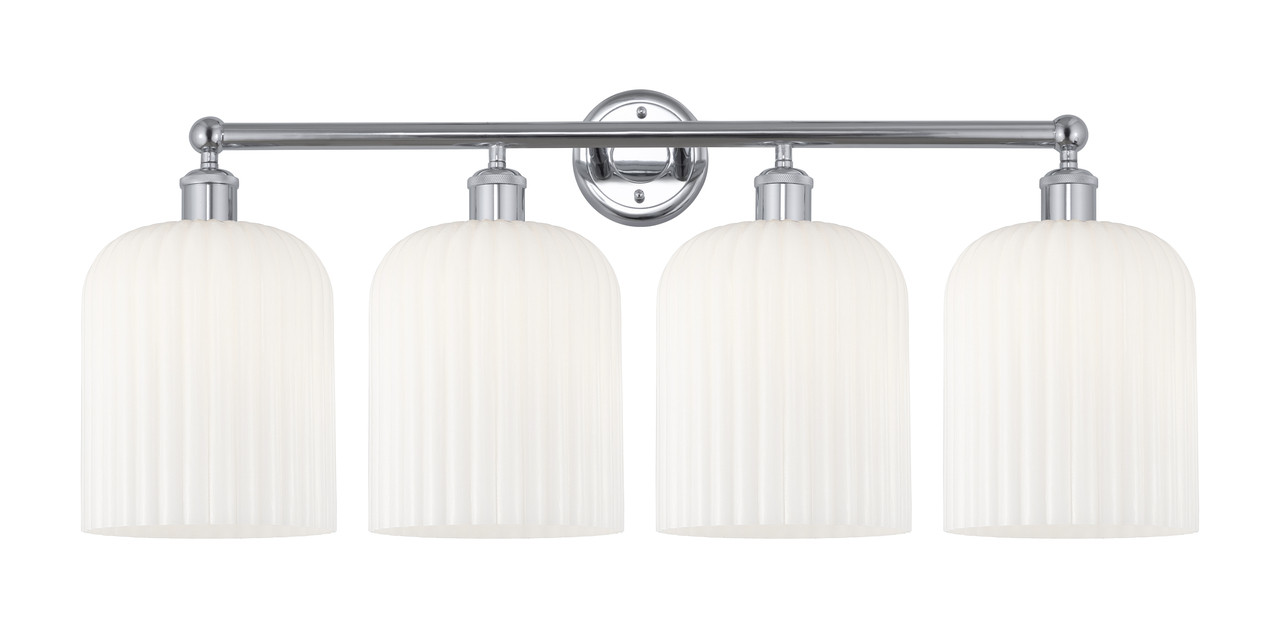 INNOVATIONS 616-4W-PC-G559-8GWH Bridal Veil 4-Light Bath Vanity Light Polished Chrome