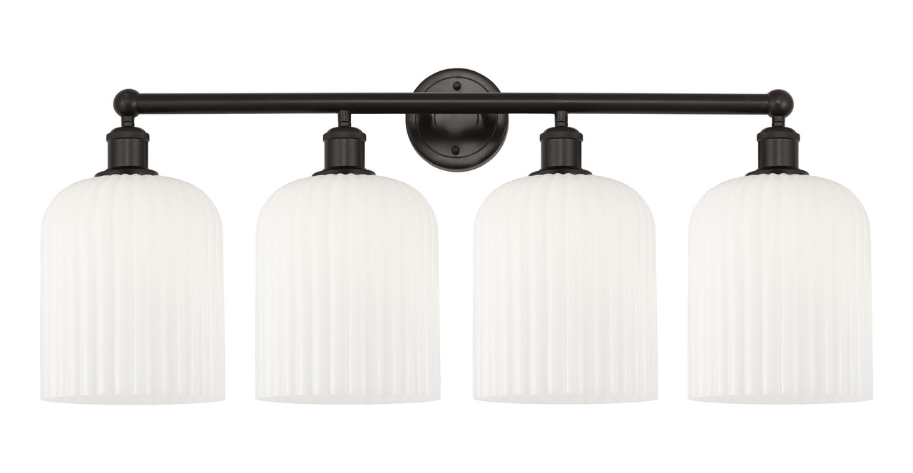 INNOVATIONS 616-4W-OB-G559-8GWH Bridal Veil 4-Light Bath Vanity Light Oil Rubbed Bronze