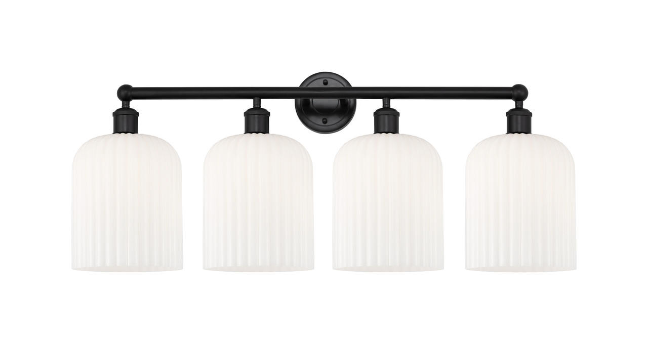 INNOVATIONS 616-4W-BK-G559-8GWH Bridal Veil 4-Light Bath Vanity Light Matte Black