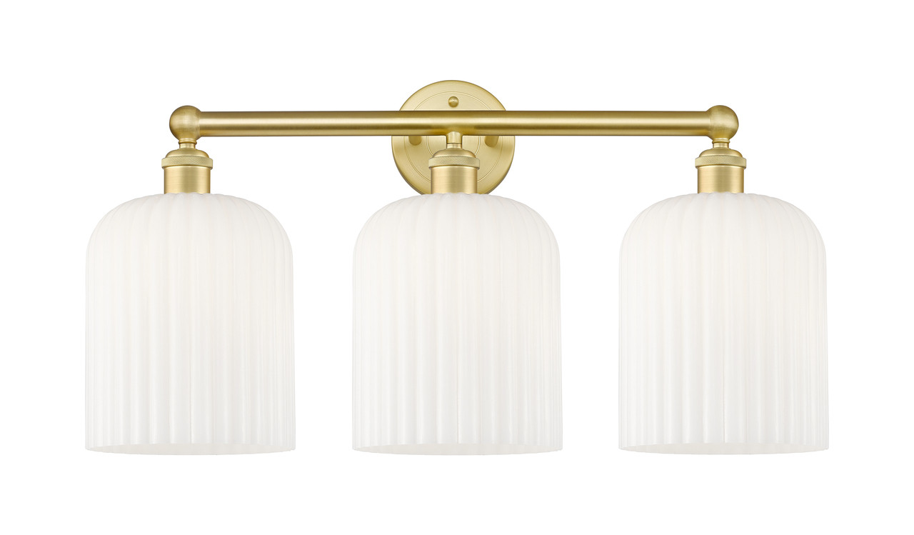 INNOVATIONS 616-3W-SG-G559-8GWH Bridal Veil 3-Light Bath Vanity Light Satin Gold