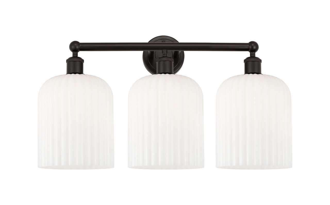 INNOVATIONS 616-3W-OB-G559-8GWH Bridal Veil 3-Light Bath Vanity Light Oil Rubbed Bronze