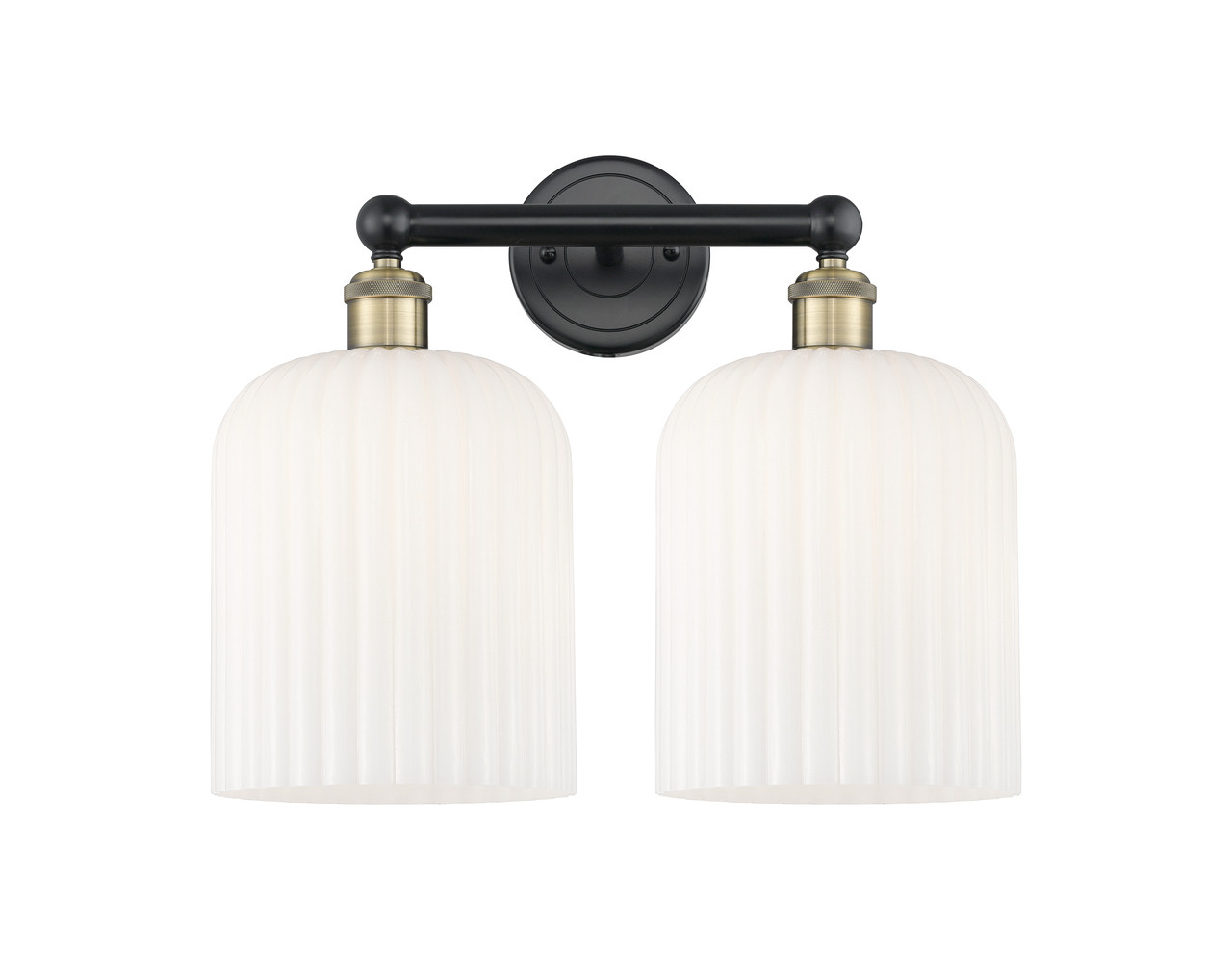 INNOVATIONS 616-2W-BAB-G559-8GWH Bridal Veil 2-Light Bath Vanity Light Black Antique Brass