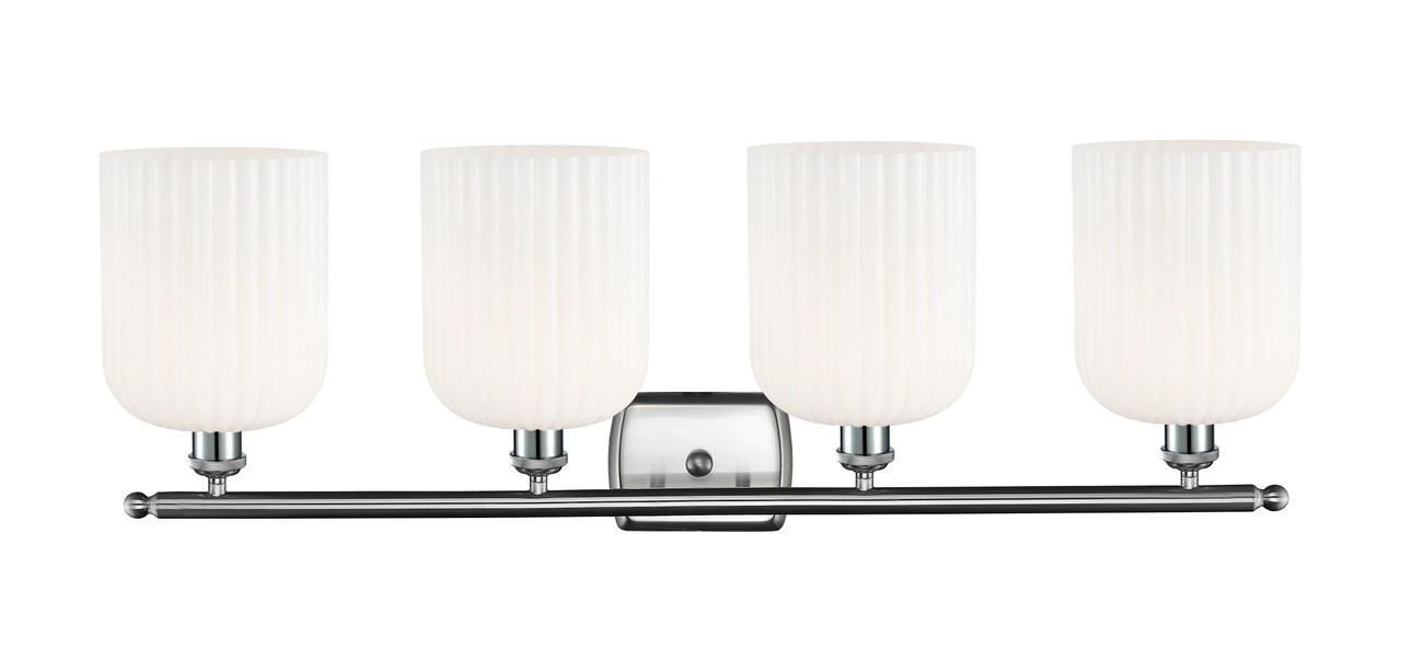 INNOVATIONS 516-4W-SN-G559-8GWH Bridal Veil 4-Light Bath Vanity Light Brushed Satin Nickel