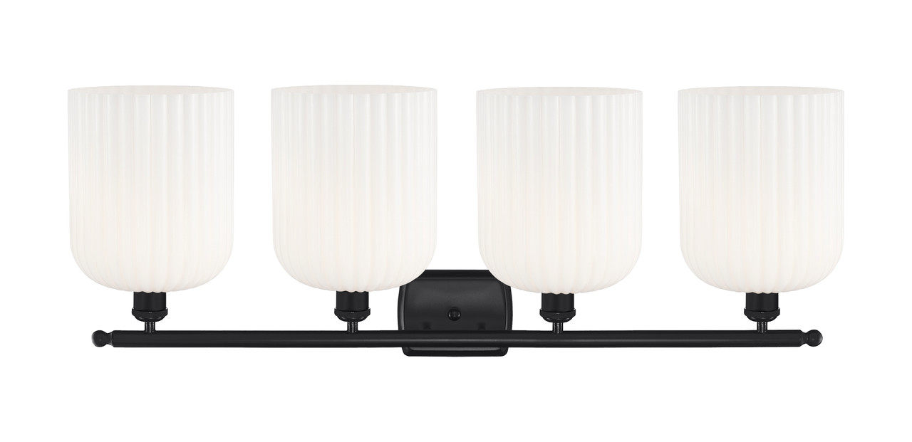 INNOVATIONS 516-4W-BK-G559-8GWH Bridal Veil 4-Light Bath Vanity Light Matte Black