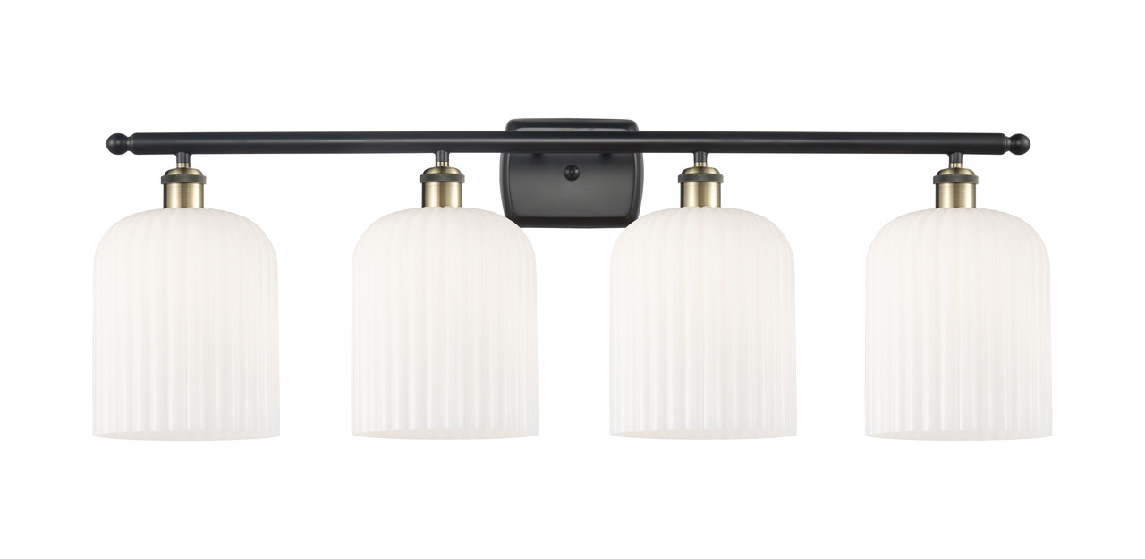 INNOVATIONS 516-4W-BAB-G559-8GWH Bridal Veil 4-Light Bath Vanity Light Black Antique Brass