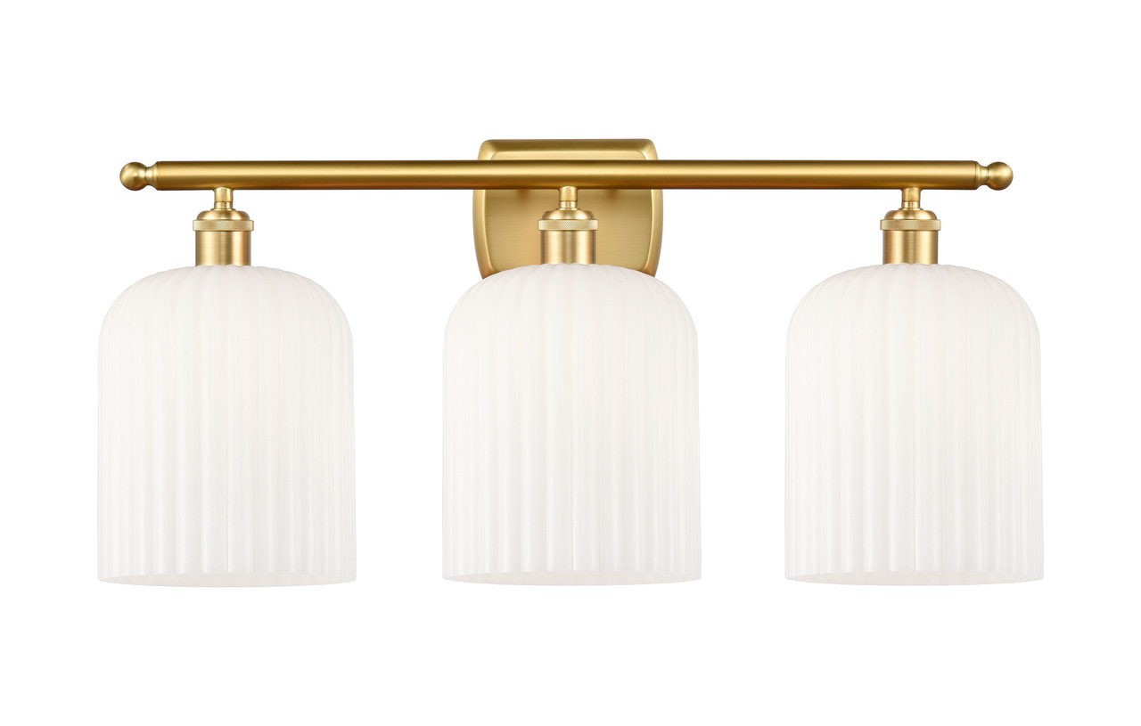INNOVATIONS 516-3W-SG-G559-8GWH Bridal Veil 3-Light Bath Vanity Light Satin Gold