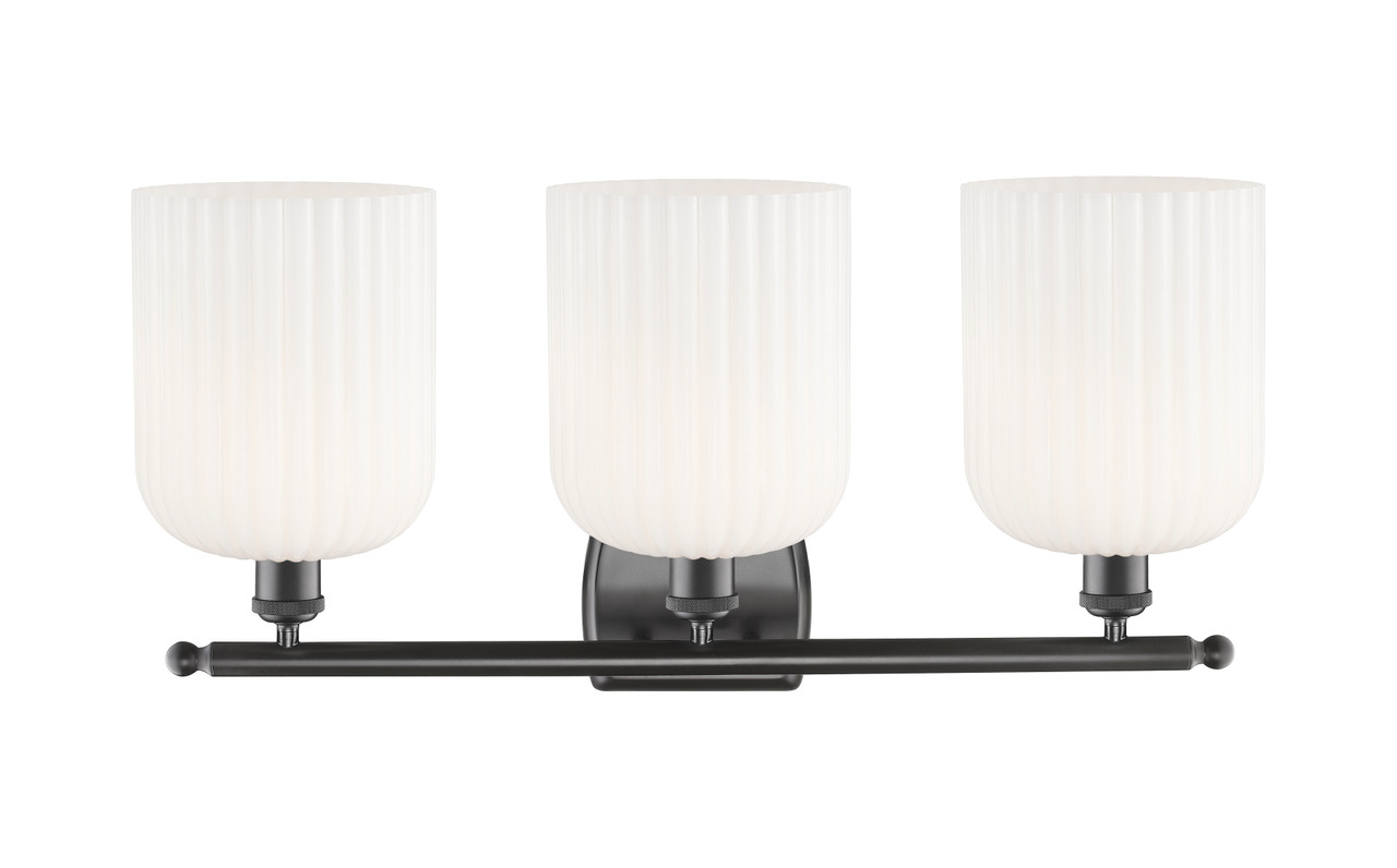 INNOVATIONS 516-3W-OB-G559-8GWH Bridal Veil 3-Light Bath Vanity Light Oil Rubbed Bronze