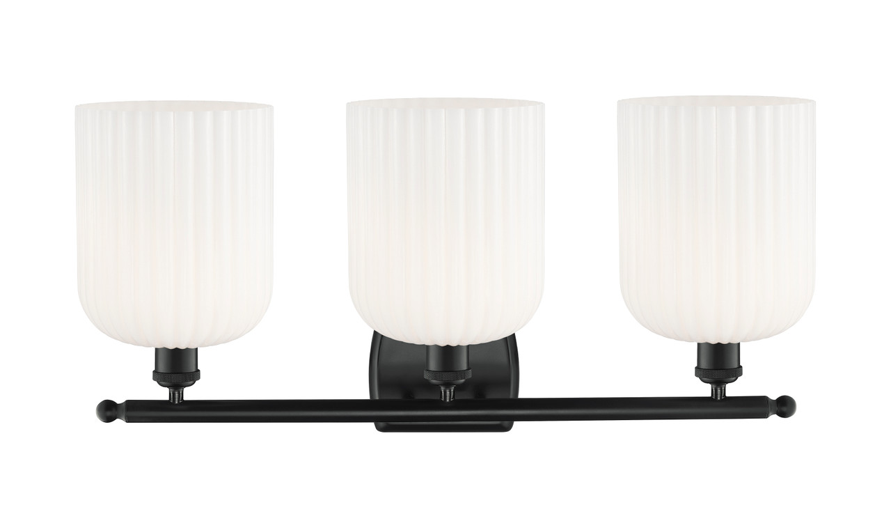 INNOVATIONS 516-3W-BK-G559-8GWH Bridal Veil 3-Light Bath Vanity Light Matte Black