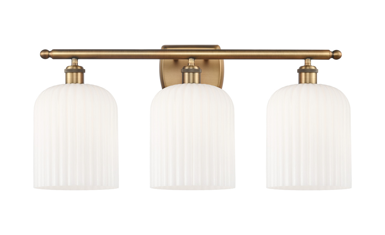 INNOVATIONS 516-3W-BB-G559-8GWH Bridal Veil 3-Light Bath Vanity Light Brushed Brass