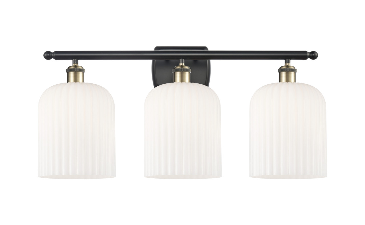 INNOVATIONS 516-3W-BAB-G559-8GWH Bridal Veil 3-Light Bath Vanity Light Black Antique Brass