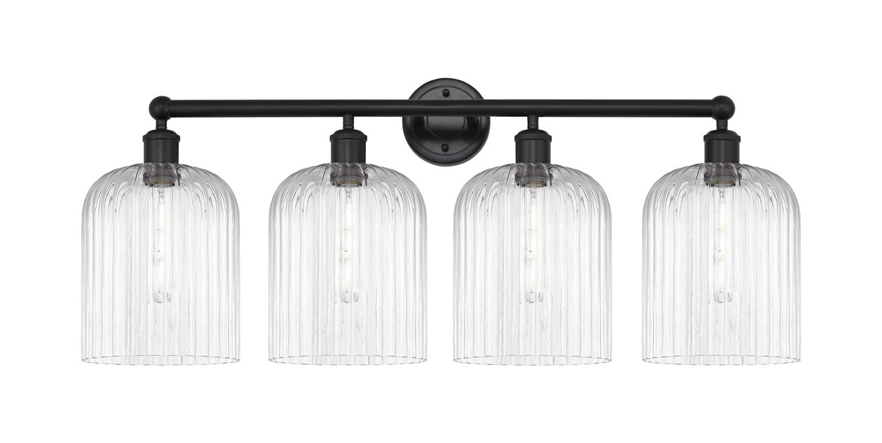 INNOVATIONS 616-4W-BK-G559-8CL Bridal Veil 4-Light Bath Vanity Light Matte Black