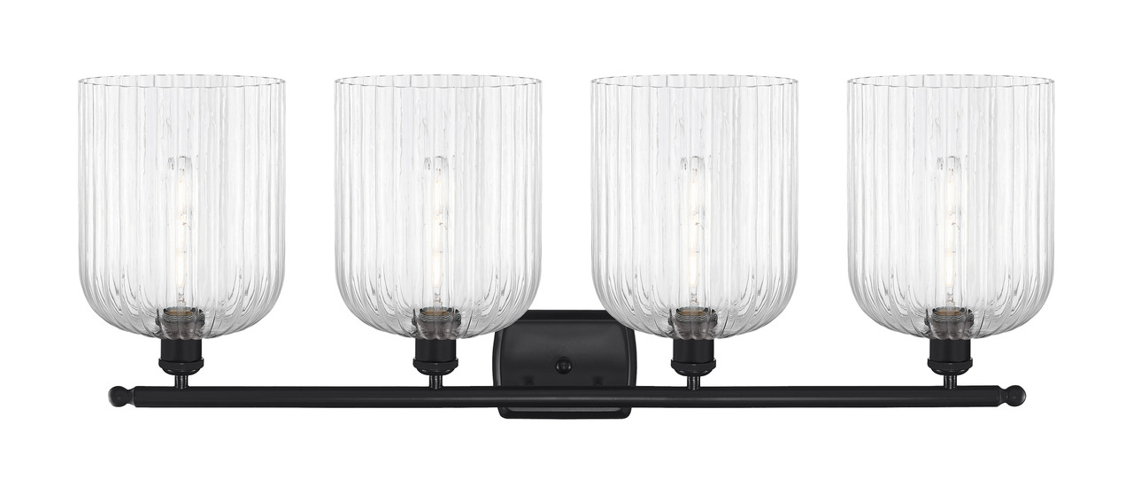 INNOVATIONS 516-4W-BK-G559-8CL Bridal Veil 4-Light Bath Vanity Light Matte Black