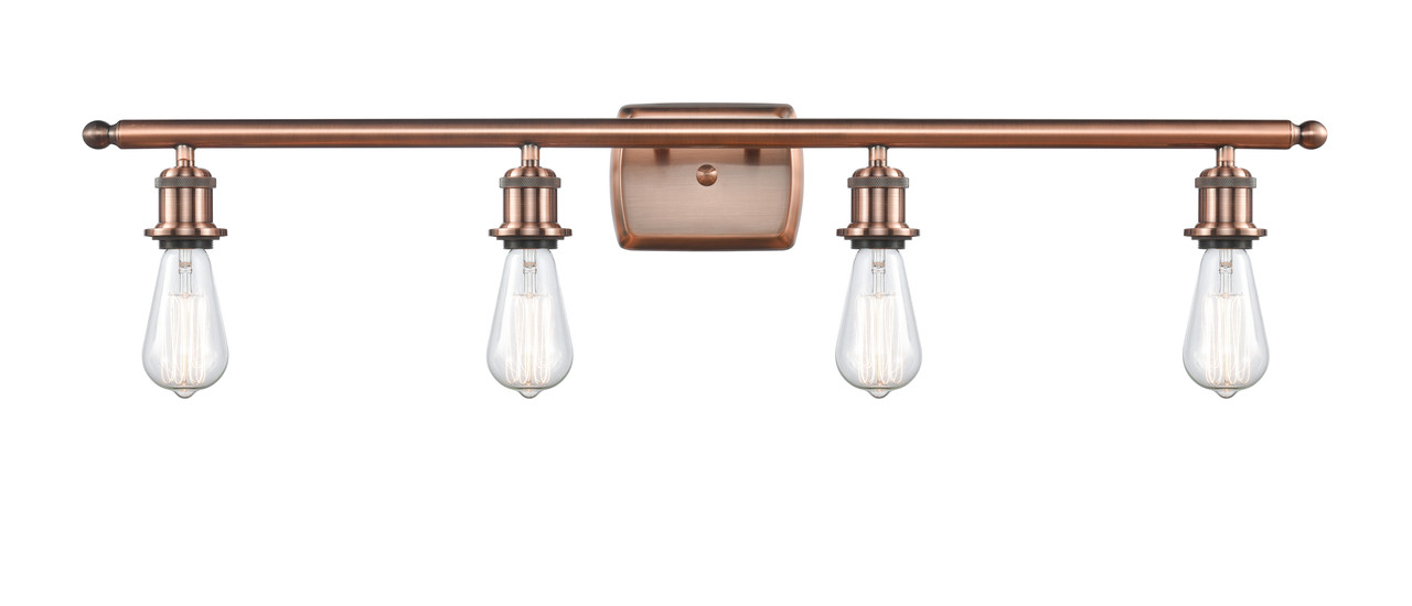 INNOVATIONS 516-4W-AC-G559-8CL Bridal Veil 4-Light Bath Vanity Light Antique Copper
