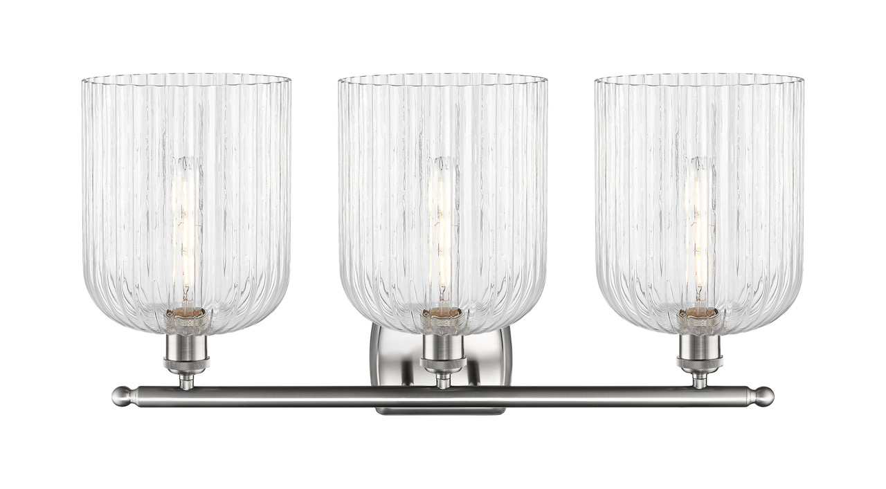 INNOVATIONS 516-3W-SN-G559-8CL Bridal Veil 3-Light Bath Vanity Light Brushed Satin Nickel
