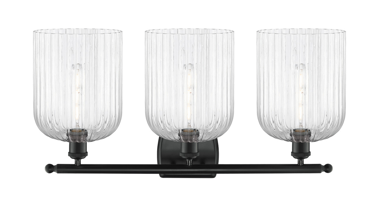 INNOVATIONS 516-3W-BK-G559-8CL Bridal Veil 3-Light Bath Vanity Light Matte Black
