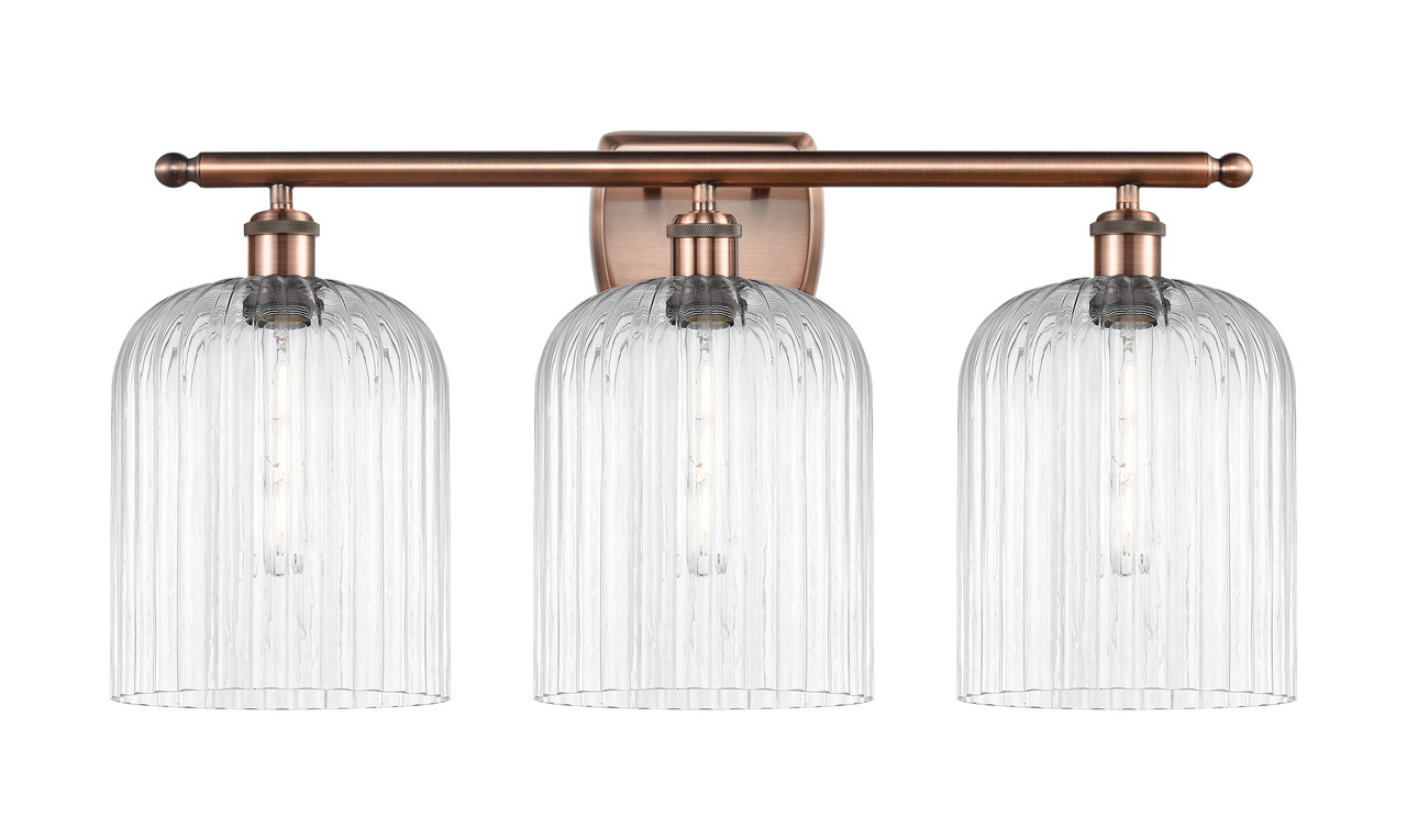 INNOVATIONS 516-3W-AC-G559-8CL Bridal Veil 3-Light Bath Vanity Light Antique Copper
