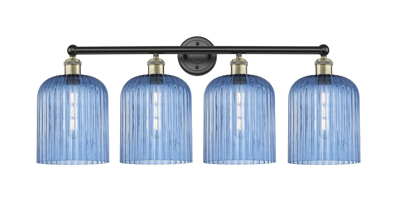 INNOVATIONS 616-4W-BAB-G559-8BL Bridal Veil 4-Light Bath Vanity Light Black Antique Brass