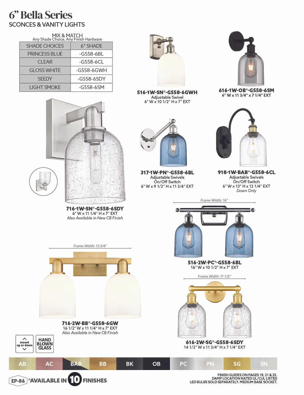 INNOVATIONS 516-2W-BK-G558-6SDY Bella 2-Light Bath Vanity Light Matte Black