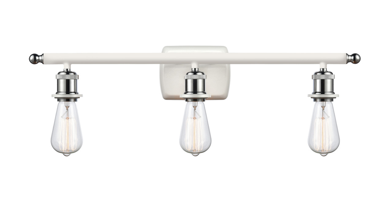 INNOVATIONS 516-3W-WPC-G557-8BL Vaz 3-Light Bath Vanity Light White Polished Chrome