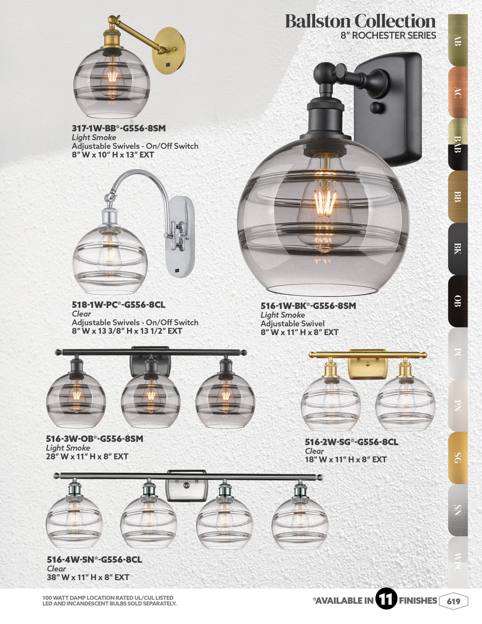 INNOVATIONS 516-2W-SG-G556-8CL Rochester 2-Light Bath Vanity Light Satin Gold