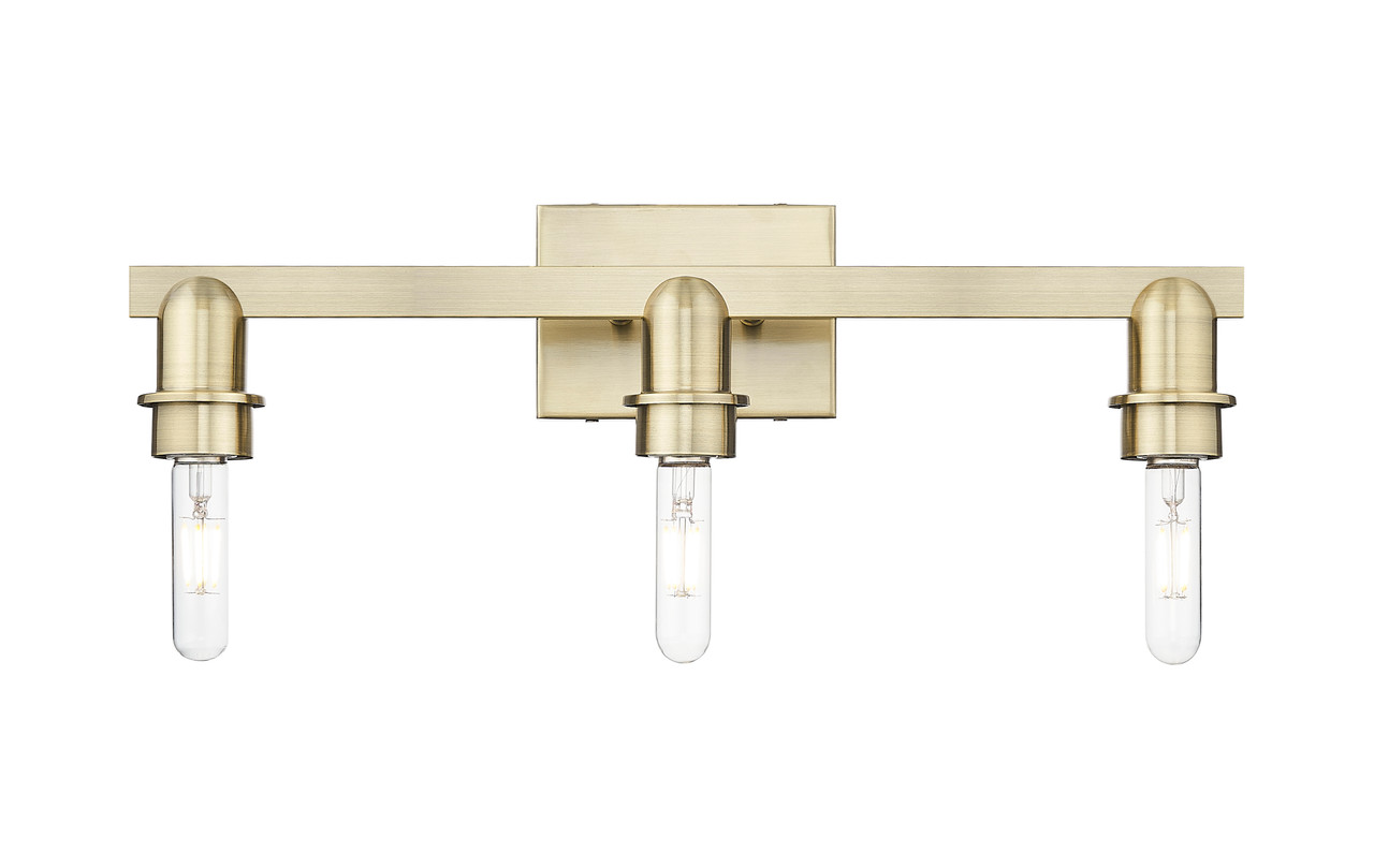INNOVATIONS 716-3W-AB-G484-7OP Brookhaven Flute 3-Light Bath Vanity Light Antique Brass