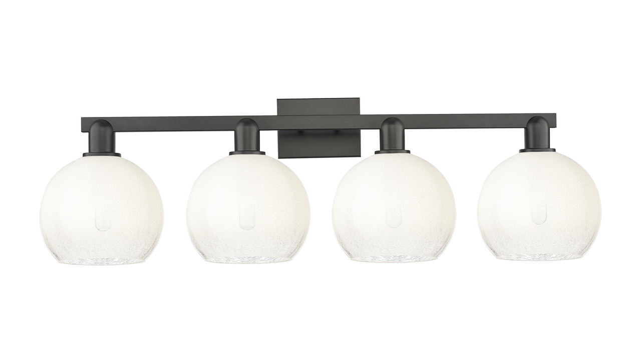 INNOVATIONS 716-4W-BK-G483-8OP Brookhaven Globe 4-Light Bath Vanity Light Matte Black
