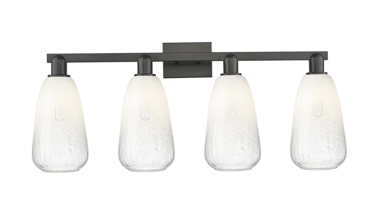 INNOVATIONS 716-4W-BK-G480-6OP Brookhaven Almond 4-Light Bath Vanity Light Matte Black