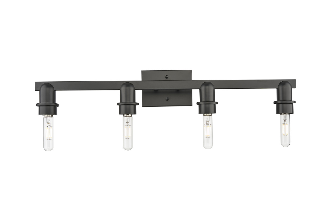 INNOVATIONS 716-4W-BK-G480-6OP Brookhaven Almond 4-Light Bath Vanity Light Matte Black