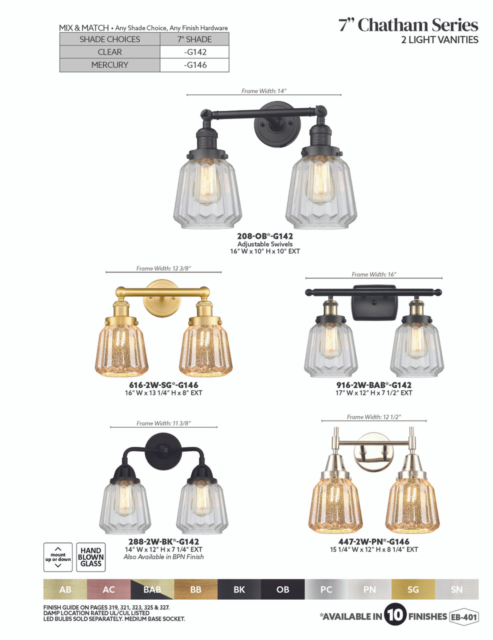 INNOVATIONS 916-2W-BK-G146 Chatham 2-Light Bath Vanity Light Matte Black