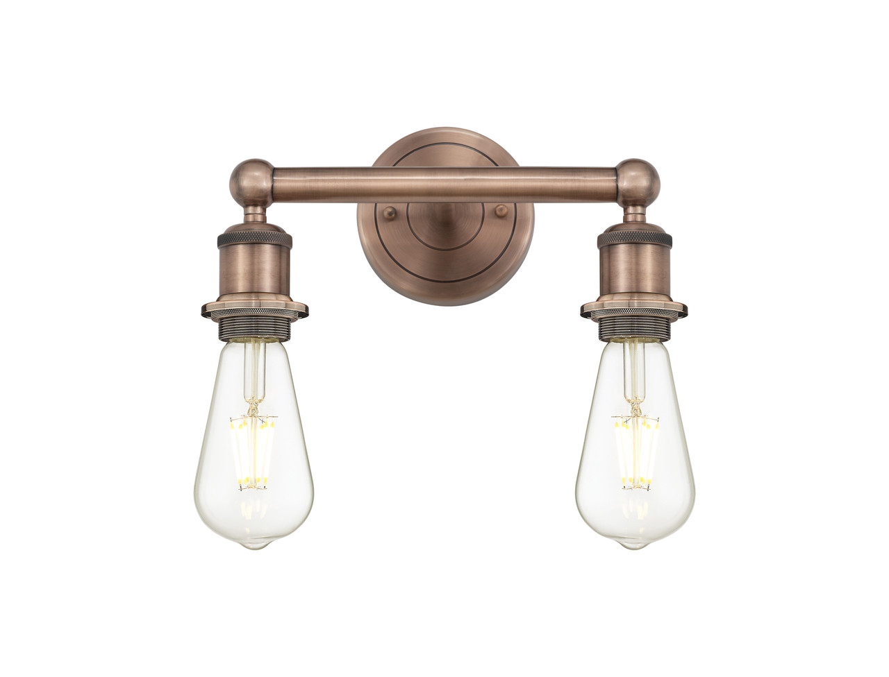 INNOVATIONS 616-2W-AC-G122C-8CL Athens 2-Light Bath Vanity Light Antique Copper