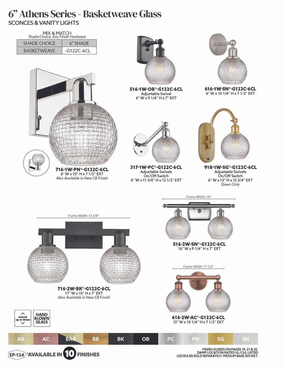 INNOVATIONS 616-2W-AC-G122C-6CL Athens 2-Light Bath Vanity Light Antique Copper