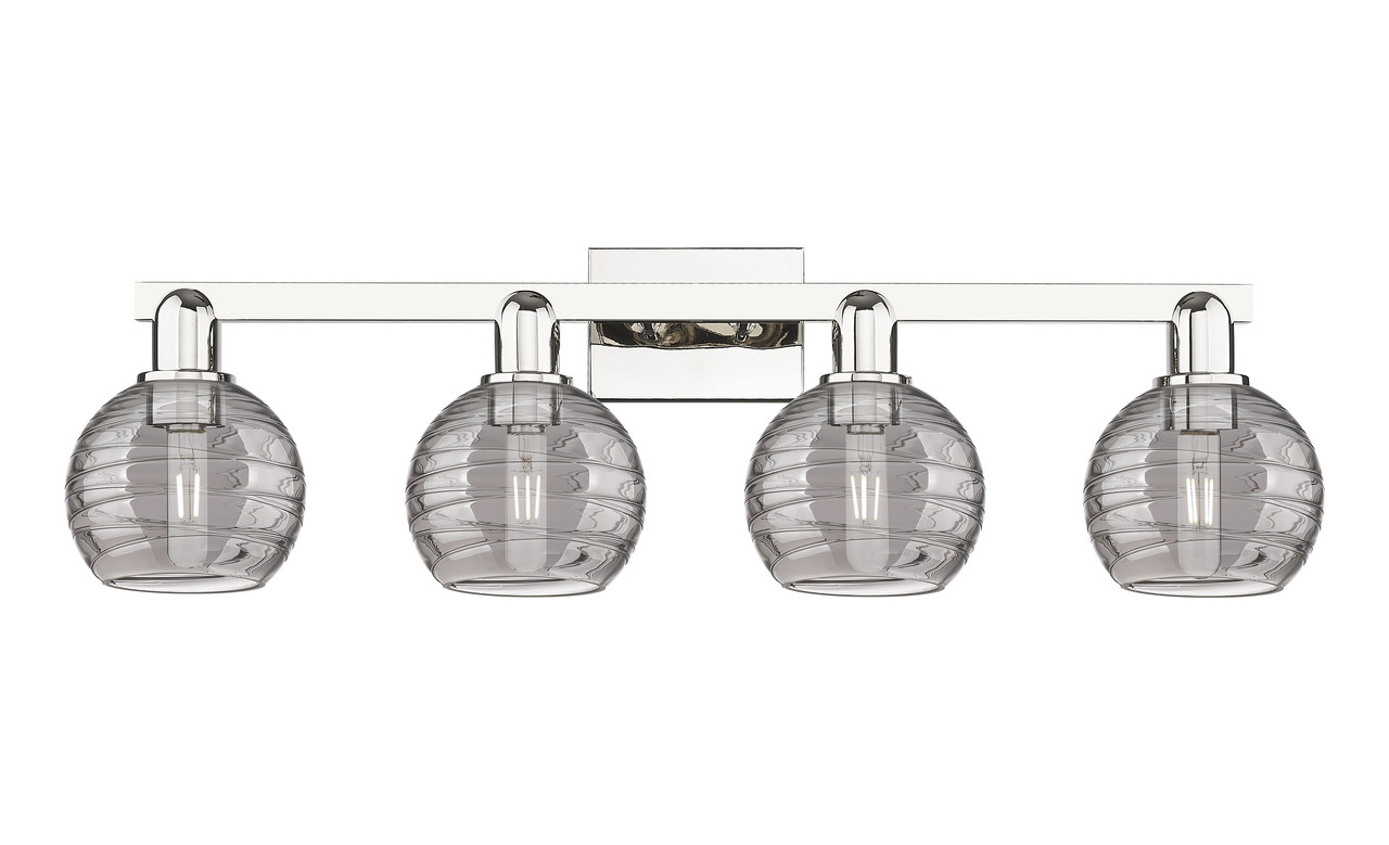 INNOVATIONS 716-4W-PN-G1213-6SM Athens Deco Swirl 4-Light Bath Vanity Light Polished Nickel