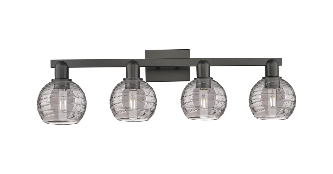 INNOVATIONS 716-4W-BK-G1213-6SM Athens Deco Swirl 4-Light Bath Vanity Light Matte Black