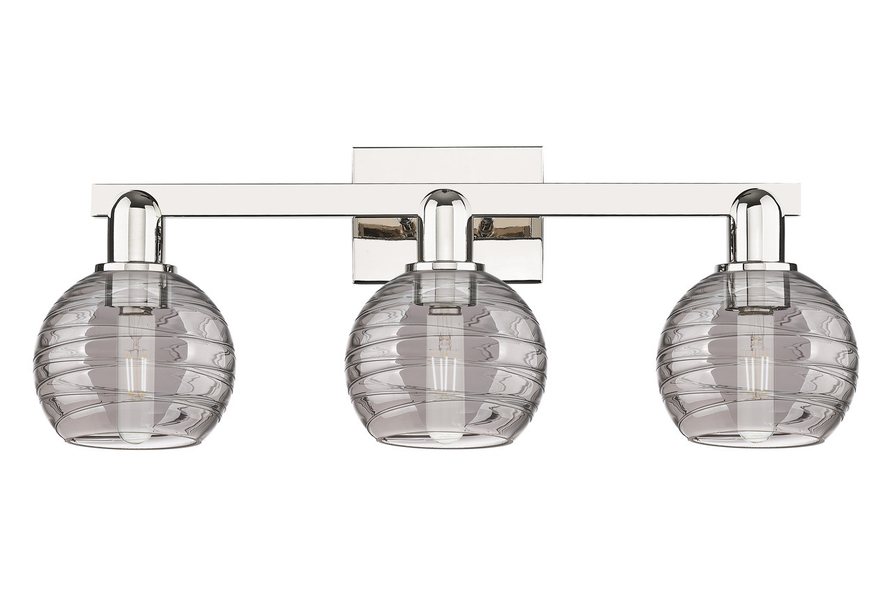 INNOVATIONS 716-3W-PN-G1213-6SM Athens Deco Swirl 3-Light Bath Vanity Light Polished Nickel